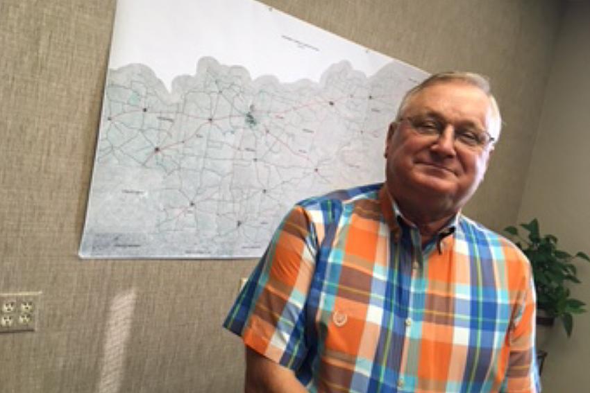 Tim Bryant with the area map